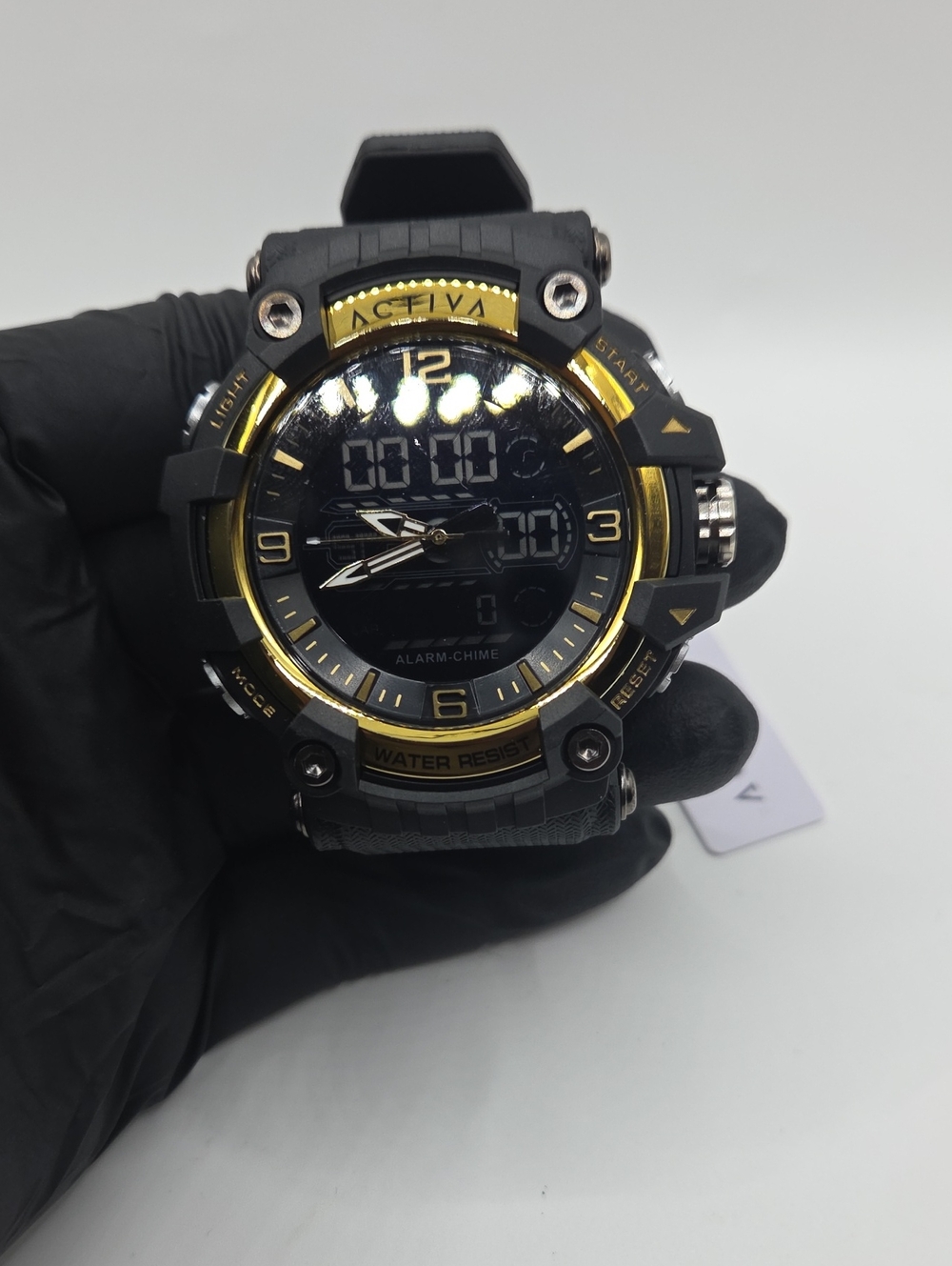 Active USA Black and Gold Rugged Digital-Analog Sport Watch